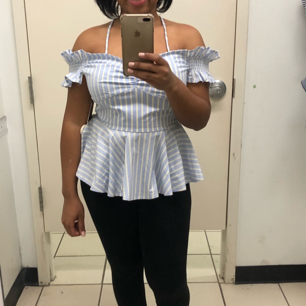 Belle Sky Blue/Yellow Baltic Stripe Top